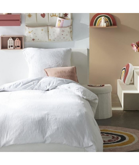 Parure de lit - TODAY - 123318 - 1 personne - 140x200 cm - Gaze de coton unie - Craie