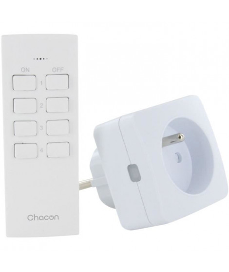 Set 2 mini prises - CHACON - On/Off - 2300 W (FR) + télécommande - Blanc