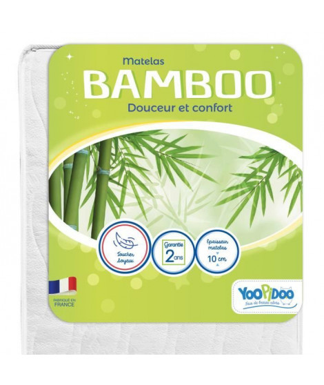 Matelas Bébé Bamboo - YOOPIDOO - 60x120 cm - Viscose Douce et Absorbante - Réversible - Déhoussable