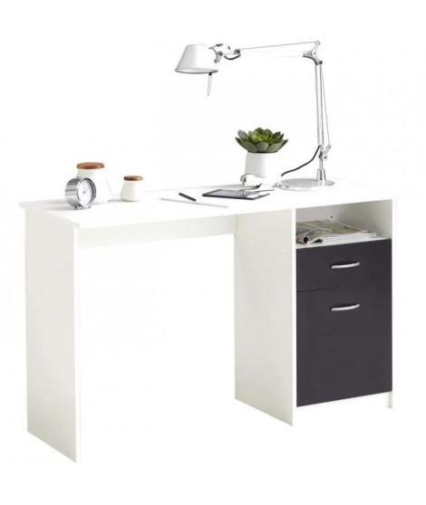 Bureau JACKSON - Décor blanc P/noir - L123 x H76,5 x P50 cm - Fabriqué en Allemagne