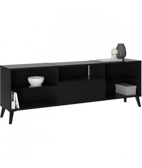 Meubles TV/Hifi Lowboard  - Décor noir - L153,5 x H52 x P31,5 cm - Fabriqué en Allemagne