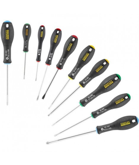 Jeu de 10 Tournevis - STANLEY FATMAX - FMHT0-62128 - Electricien + Mecanicien + Phillips + Pozidriv