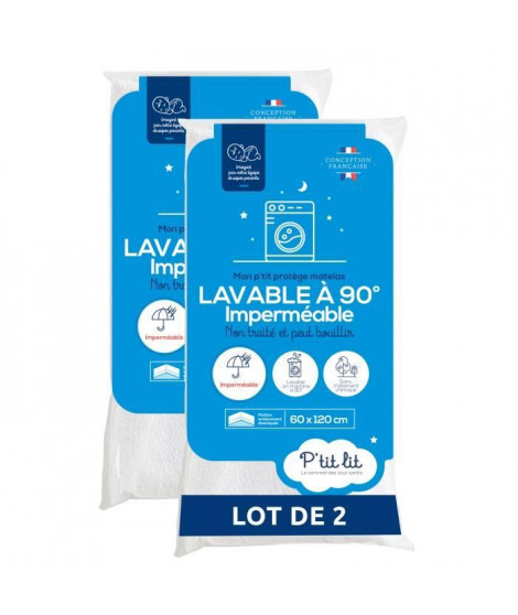 Lot de 2 Proteges matelas Bébé - 60x120 cm - Alese Imperméable et Micro Respirante - Lavable a 90°C - Souple et Silencieux