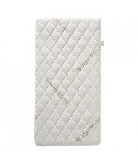 Matelas Bébé Coton Bio - 60x120x10 cm - 100% Coton - Déhoussable - Sans traitement chimique