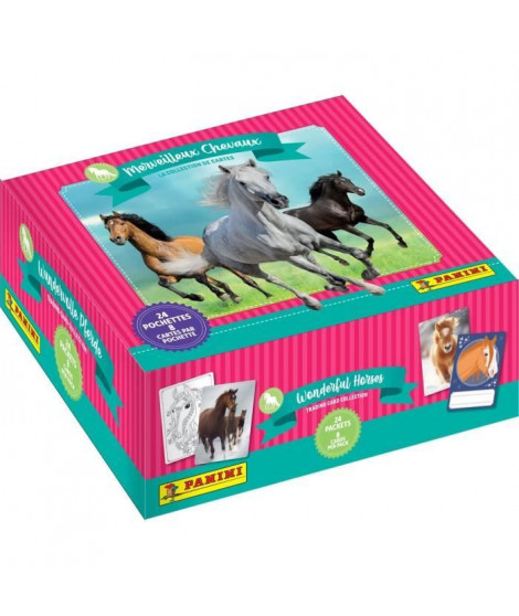 Boîte stickers - PANINI - Collection de cartes pour les fans de chevaux - Contient 24 pochettes de 8 cartes