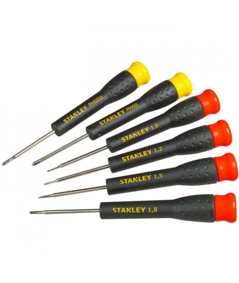 Jeu de 6 Micro Tournevis - STANLEY - STHT0-62631 - 4 Fente + 2 Phillips