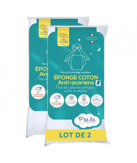 Lot de 2 Proteges Matelas Bébé Anti Acariens - 70x140 cm - Alese Imperméable - Bouclette 100% coton -  Absorbant - oeko Tex