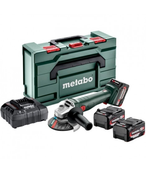 Set Meuleuse d'angle sans fil - METABO - W 18 L 9-125 Quick - 18 V - MetaBOX 165 L