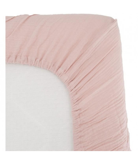 Drap housse lange - DOMIVA - 70x140 cm - Vieux rose - Gaze de coton