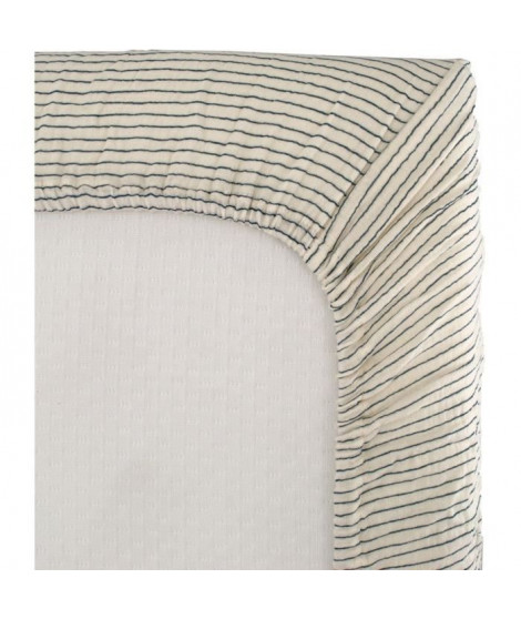 Drap housse lange - DOMIVA - 70x140 cm - Rayures - Gaze de coton