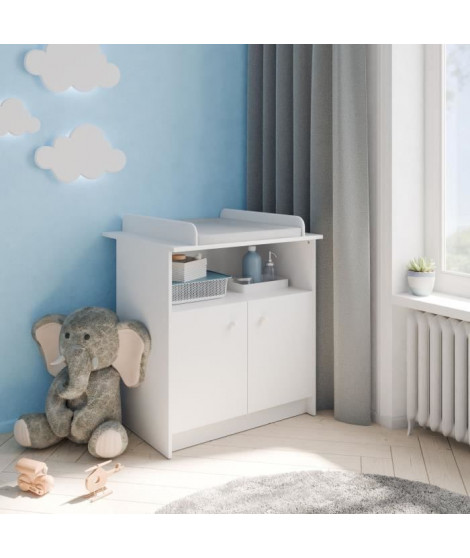 Commode a langer 2 portes, 1 niche - HELICIA - Blanc mat - 79,6 x 70 x 94,4 cm - DEMEYERE