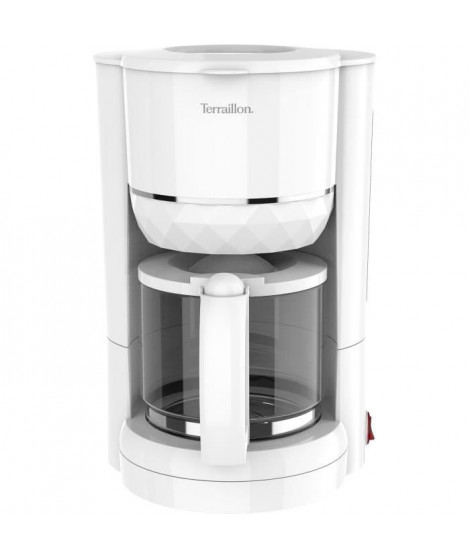 Cafetiere filtre  TERRAILLON - 15353 DIAMANT Blanc - 1.25L - 980W - Verseuse verre - Maintien au chaud