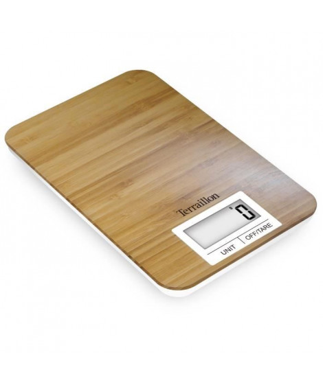 Balance de cuisine électronique - TERRAILLON - BAMBOO - Capacité 3 Kg - Plateau Bambou