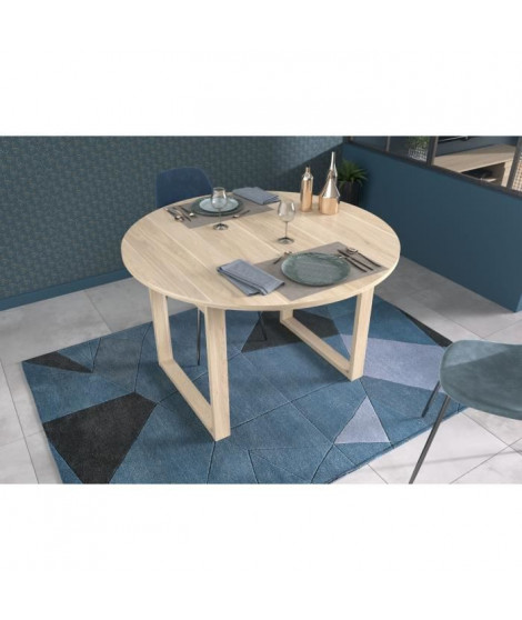 Table a manger extensible - BETTY - Ronde - Décor chene - 4 / 6 personnes - 120 / 155 x 120 x 75 cm - PARISOT