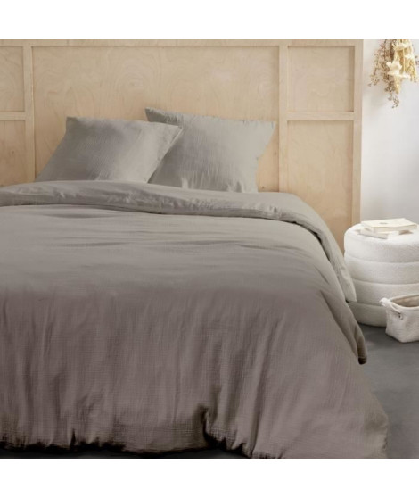Parure de lit - TODAY - 123321 - 2 personnes - 240x220cm - Gaze de coton unie - Dune