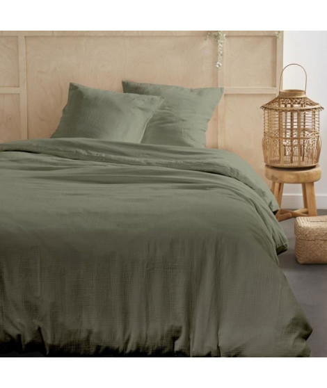 Parure de lit - TODAY - 123329 - 2 personnes - 260x240cm - Gaze de coton unie - Sauge