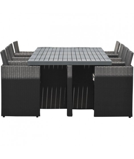 Ensemble repas de jardin encastrable - Noir - Résine tressée et plateau aluminium - 8 places - PVC-8-ALU-N - DCB GARDEN