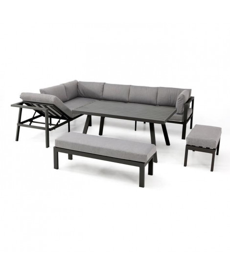 Ensemble repas de jardin - Gris anthracite - Aluminium - 9 places - ANTALYA - DCB GARDEN