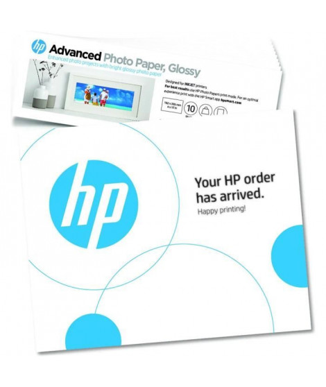 HP - Papier photo finition glacée HP Avancée - 250 g/m2, 4 x 12 pouces (101 x 305 mm) - 10 feuilles