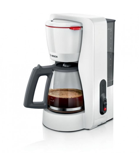 Cafetiere Filtre - BOSCH - TKA2M111 MyMoment - Blanche - Capacité 1,25L - verseuse verre - systeme anti-gouttes