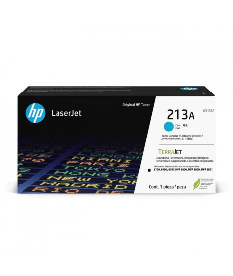 Cartouche de Toner HP 213A Cyan Authentique (W2131A) pour HP LaserJet Enterprise 5700 / 6700 / MFP 5800 / 6800 /6801