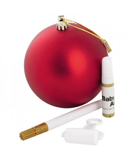 Baby Art My Christmas Fairy : Boule de Noël personnalisée avec empreinte de main ou de pied bébé, peinture incluse, 10cm, Rouge