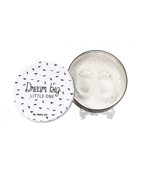 Baby Art Magic Box Round - Boîte Métal avec Kit Empreintes Mains et Pieds Bébé, Cadeau Naissance ou Bapteme, Noir et Blanc