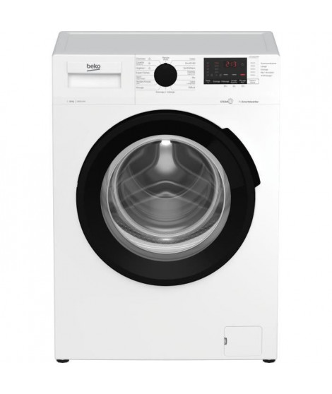 Lave-linge hublot BEKO WTE10422XBW - 10 kg - Induction - L60cm - 1400 trs/min - Blanc
