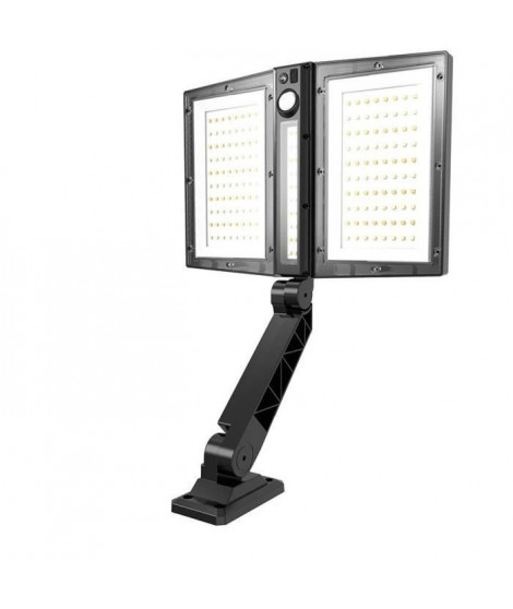 Spot solaire - LUMISKY - CLIPPER BLACK - 37 cm - 2 tetes noir - Détecteur de mouvement orientable - LED blanc