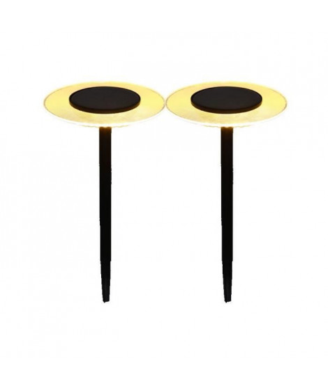 Lot de 2 balises solaires a piquer - LUMISKY - UFO - H35 cm - LED blanc chaud
