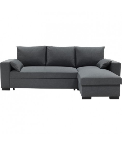 Canapé d'angle convertible - MORGAN CV RV Neve - 3 places - Anthracite avec coffre et coussins déco - CONFORTEAM