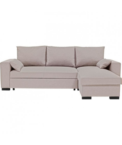 Canapé d'angle convertible - MORGAN CV RV Neve - 3 places - Beige avec coffre et coussins déco - CONFORTEAM