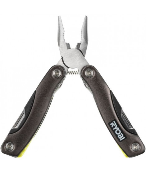 Pince multifonction 14-en-1 - RYOBI - Pince, ciseaux, décapsuleurs, couteau, tournevis, pince, poinçon, scie, lime, lames -