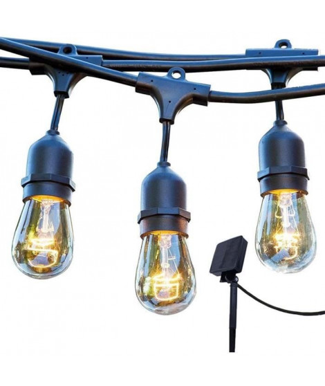 Guirlande lumineuse solaire - LUMISKY - MAFY SOLAR - 6.50 m - 10 ampoules a filament vintage - LED blanc chaud