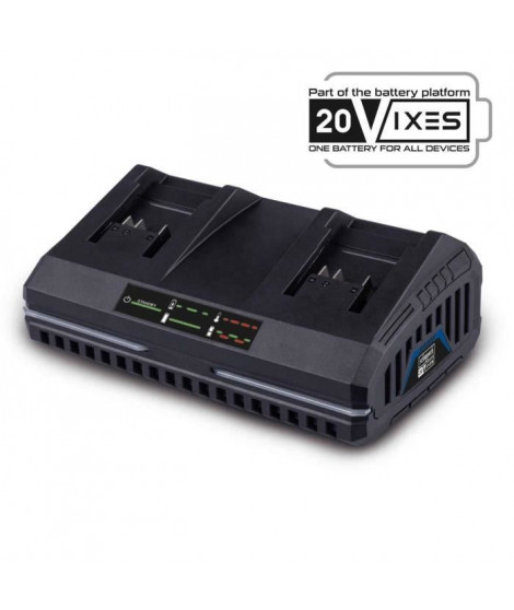 Chargeur double - SCHEPPACH - 4,5 A - SDBC4.5A - Charge simultanément deux batteries Li-ion de la gamme Scheppach 20V IXES
