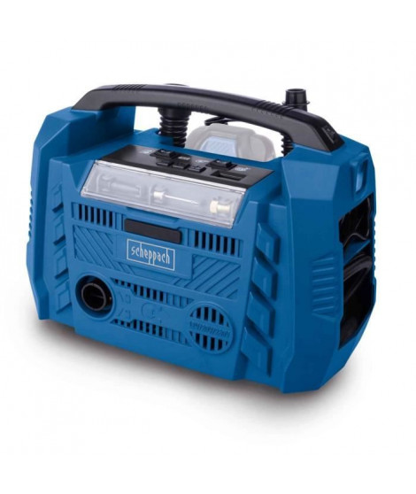 Compresseur electrique hybride SCHEPPACH 20V IXES 10 bars - Alim : bat/secteur/allume cigare - sans bat ni chargeur - Airforce 6