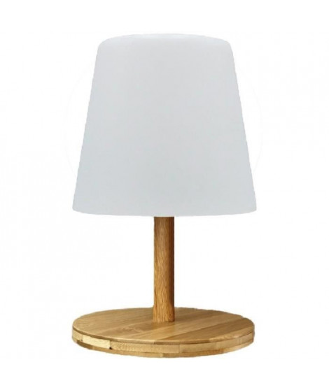 Lampe de table sans fil - LUMISKY - STANDY MINI WOOD - H25 cm - Pied en bambou naturel - LED blanc chaud et blanc