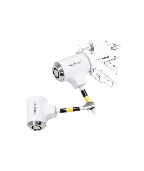 MOBILIS Câble dé sécurité a Clé - Twin Security Lock - 1,5 m - Blanc