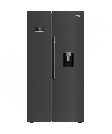 Réfrigérateur pose-libre side by side - BEKO -  GN163241DXBRN - Classe E - 576 L - Froid ventilé - 70,5 x 91 x 179 cm - Carbone