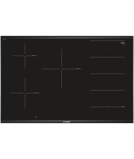Table induction grande largeur - BOSCH  SER8 - PXV875DV1E - Noir - 5-foyers - Home Connect - L816xP527 mm