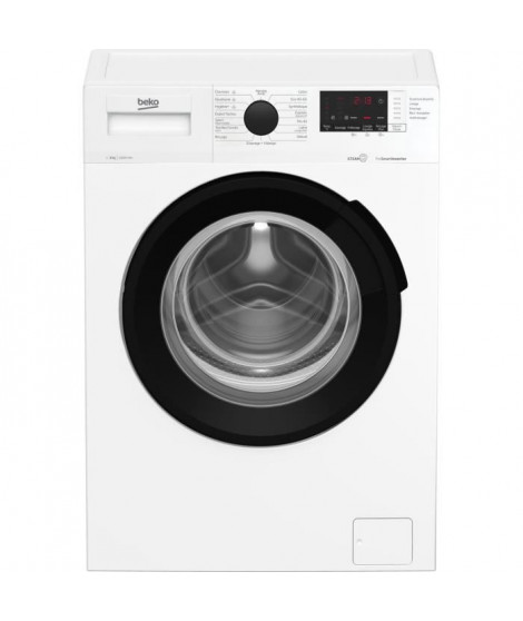 Lave-linge hublot BEKO WUV82221BW - 8 kg - Induction - L60cm - 1200 trs/min - Classe A - Blanc