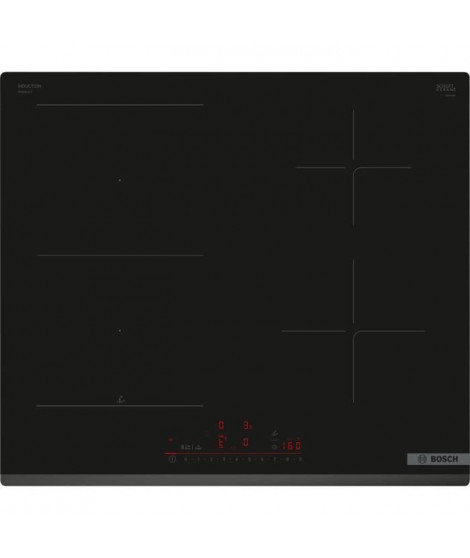 Table induction 60cm - BOSCH SER6 - PVS63KHC1E Noir - 4-foyers - Home Connect - L592xP522 mm