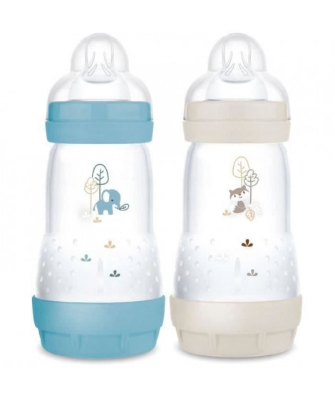 Lot de 2 Biberons - MAM - Easy Start / Anti-Colique - 260 ml - Tétine Débit 2 - Océan + Sable