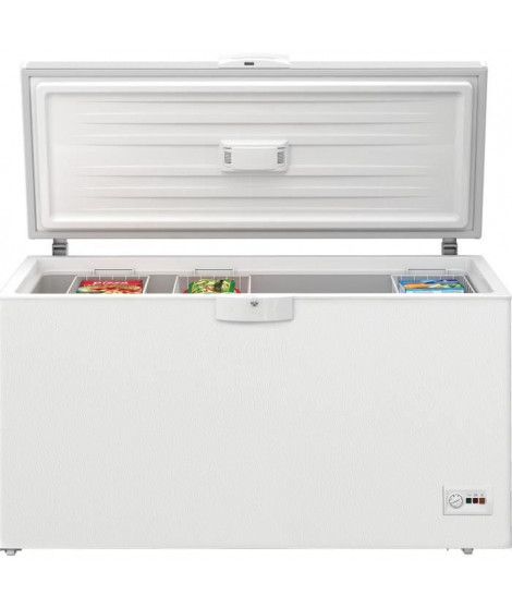 Congélateur coffre pose libre - BEKO - HSM46740 - Classe E - 451 L - 67,5 x 155,5 x 86 cm - Blanc