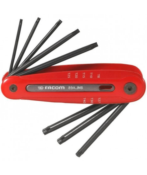Jeu de 8 clés allen - FACOM - 89R.JM8PB - Torx résistorx - Sur monture - 8-40 mm