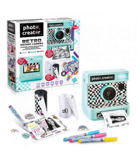 Canal Toys - Appareil Photo Rétro a impression instantanée - 4 rouleaux de papier dont 1 autocollant, feutres et stickers - C…
