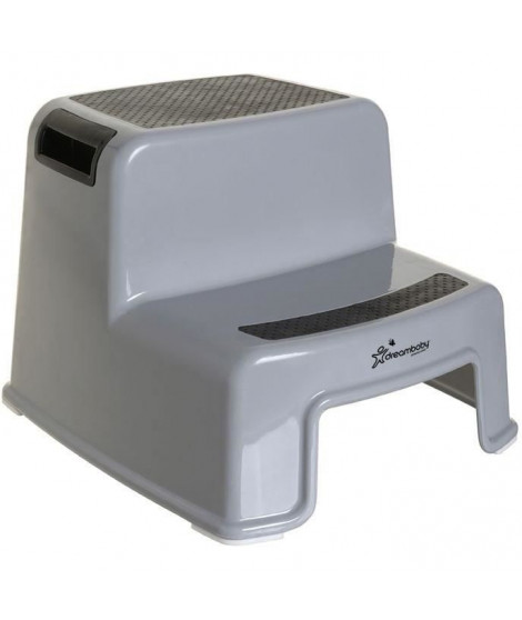 Tabouret marchepied - DREAMBABY - 2 Up - Antidérapant et texturé - Jusqu'a 80 kg pour les petits et les adultes - Gris et Noir