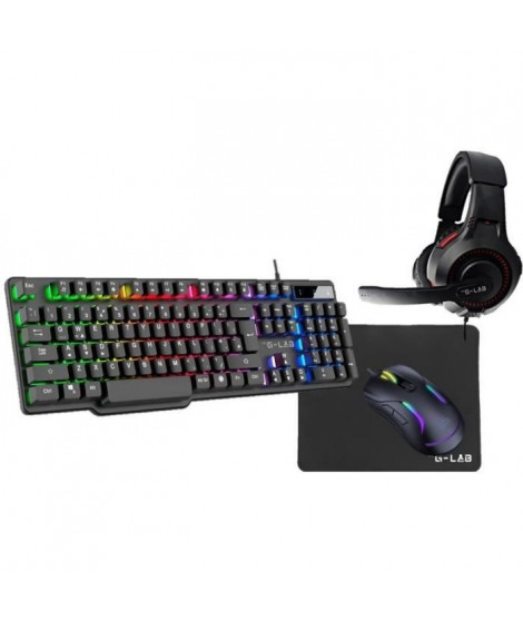 COMBO GAMING 4en1 - THE G-LAB - COMBO-SULFUR/FR - Clavier et Souris rétroéclairé Gaming + Casque Gaming + Tapis de souris