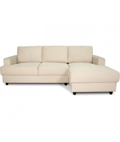 Canapé d'angle droit 4 places - PAUL in cord - Tissu Beige - 216 x 141 x 79 cm - Fabriqué en Ukraine
