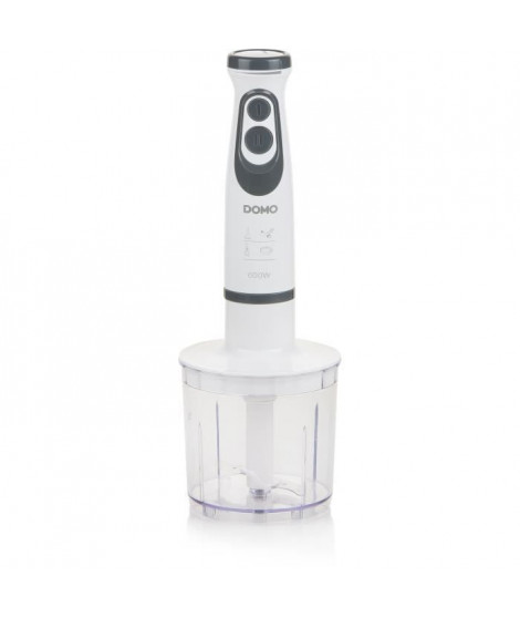 Ensemble Mixeur - DOMO - DO1089M - 600 W - Vitesse variable + Turbo - Mixeur plongeur, fouet, hachoir, verre gradué - Blanc
